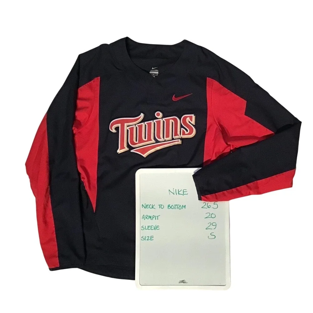 Nike Minnesota Twins Sweatshirt Mens Size Small Pullover Black & Red Long Sleeve